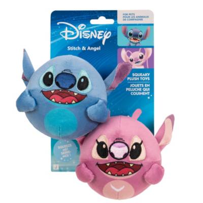 Jazwares Stitch and Angel Squeaky Soft Toy Set For Dogs, Lilo & Stitch