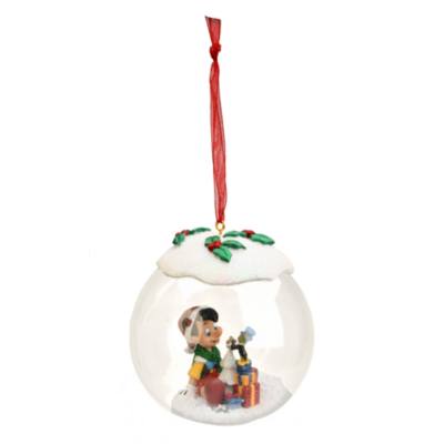 Disneyland Paris Pinocchio & Jiminy Cricket Glass Christmas Bauble