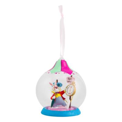 Disneyland Paris White Rabbit Glass Globe Bauble