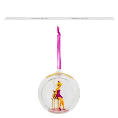Disneyland Paris Tinker Bell and Pedestal Table Glass Bauble