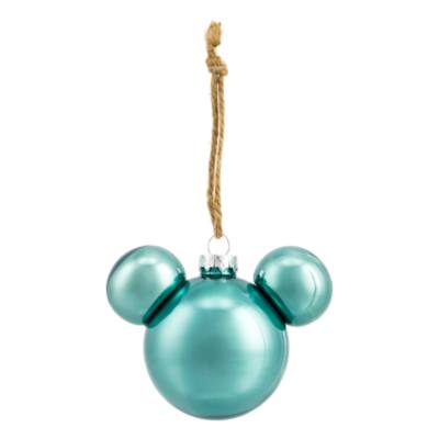 Disneyland Paris Mickey Mouse Icon Glass Bauble - Foret Verte Metallic