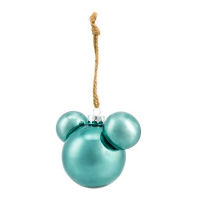 Disneyland Paris Mickey Mouse Icon Glass Bauble - Foret Verte Metallic