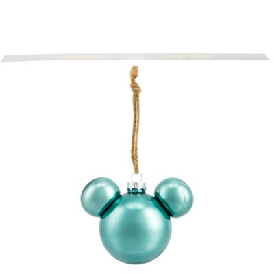 Disneyland Paris Mickey Mouse Icon Glass Bauble - Foret Verte Metallic