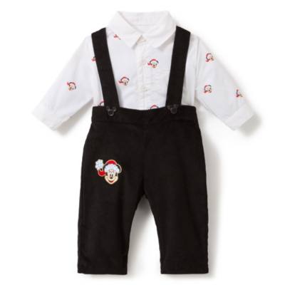 Micky Maus - Weihnachtliches Set mit Latzhose und Hemd f&uuml;r Babys