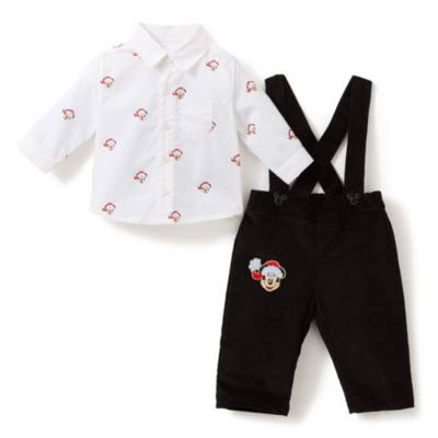 Micky Maus - Weihnachtliches Set mit Latzhose und Hemd f&uuml;r Babys