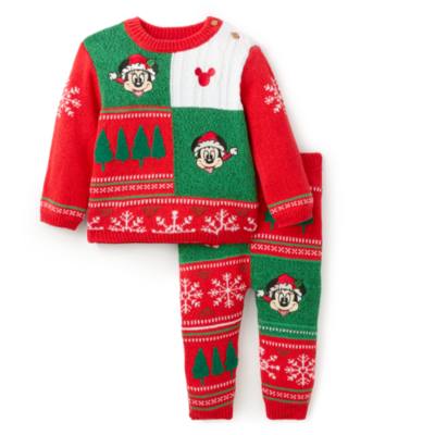 Mickey and Minnie Mouse Baby Christmas Knitted Set