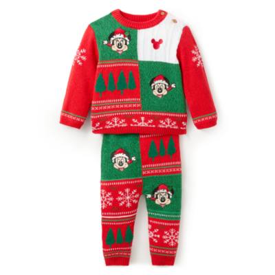 Mickey and Minnie Mouse Baby Christmas Knitted Set