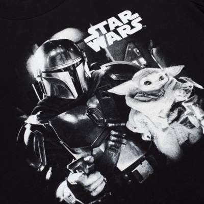 The Mandalorian Black and White T-Shirt For Adults, Star Wars
