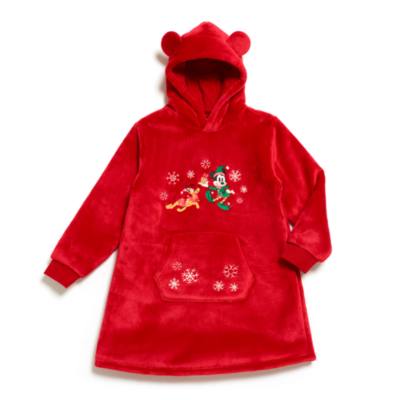 Mickey Mouse and Pluto Festive Oversized Lounge Hooded Top For Kids
