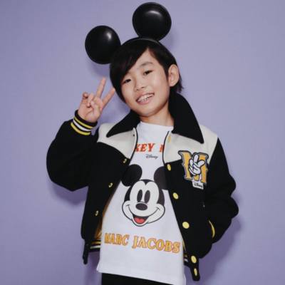Marc Jacobs Mickey Mouse Black/Cream Varsity Jacket for Kids