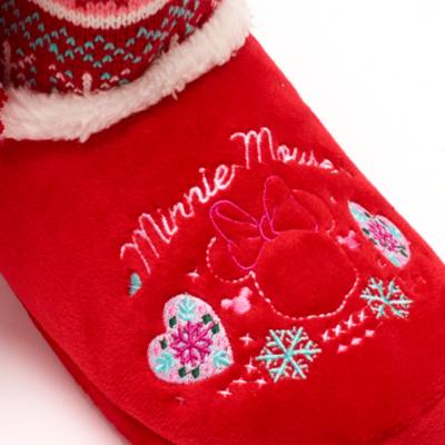 Disney Store Minnie Mouse Holiday Cheer Slippers For Adults