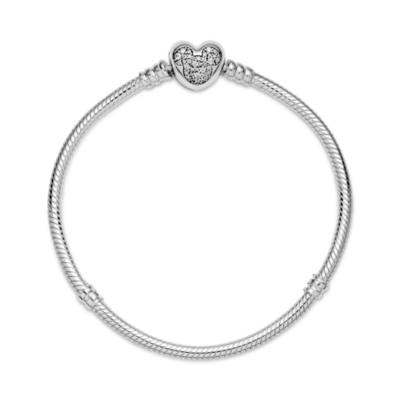 Disney X Pandora Moments Mickey Mouse Heart Clasp Snake Chain Bracelet