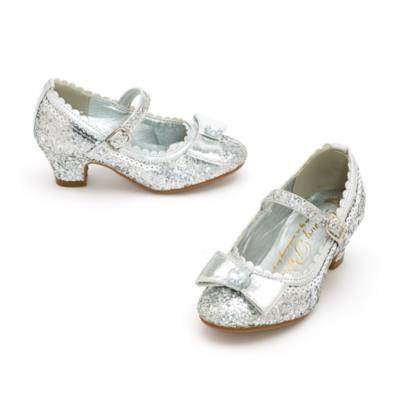 Disney Princess Silver Glitter Party Shoes For Kids