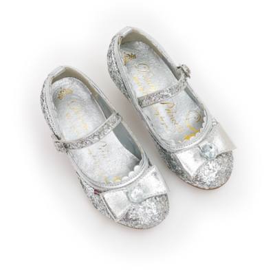 Disney Princess Silver Glitter Party Shoes For Kids