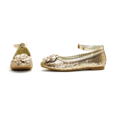 Disney Princess Gold Glitter Shoes For Kids