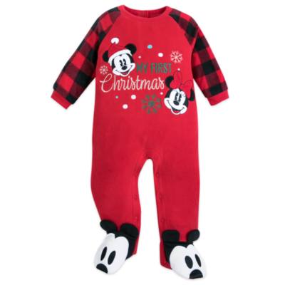 Disney Store Mickey and Minnie Holiday Cheer Baby Blanket Body Suit