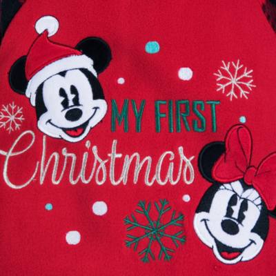 Disney Store Mickey and Minnie Holiday Cheer Baby Blanket Body Suit