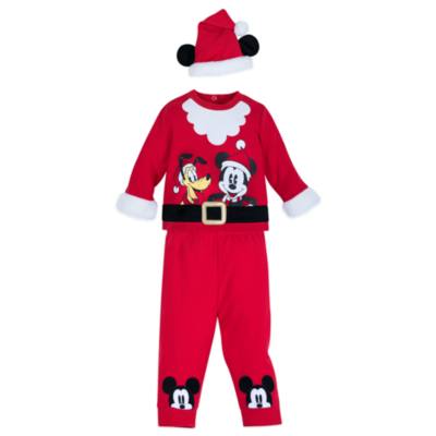 Disney Store Mickey and Pluto Holiday Cheer Baby Top and Bottoms Set