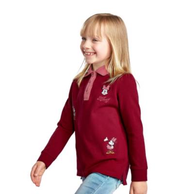 Disney Store Minnie Mouse Long Sleeve Burgundy Polo Shirt For Toddlers & Kids