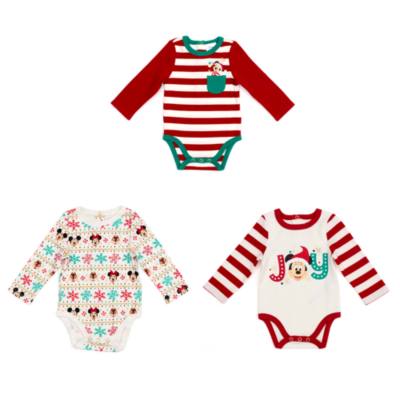 Mickey and Friends Holiday Cheer Baby Body Suits, Set of 3