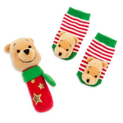 Set de regalo de sonajero y calcetines de Winnie the Pooh para beb&eacute;