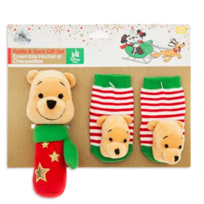 Set de regalo de sonajero y calcetines de Winnie the Pooh para beb&eacute;