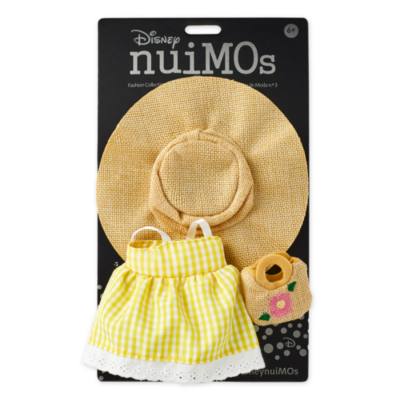 Vestido cuadros Vichy amarillo, pamela y bolso paja, peluche peque&ntilde;o nuiMOs, Disney Store
