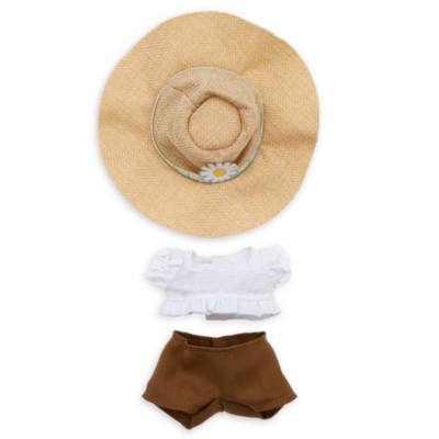 Blusa fruncida, pantalones marrones y sombrero de paja, peluche peque&ntilde;o nuiMOs, Disney Store