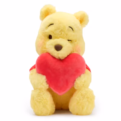 Disney Store Japan - Winnie Puuh mit Herz - Mittelgro&szlig;es Kuscheltier - 22,5 cm