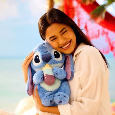 Disney Store Japan Stitch with Bottle Medium Soft Toy, Lilo & Stitch