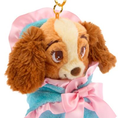 Disney Store Japan Lady Disney Babies Small Soft Toy in Swaddle Keyring, Lady and the Tramp - 14cm