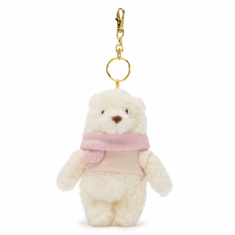 Piccolo peluche portachiavi Winnie the Pooh innevato Disney Store Japan, 14 cm