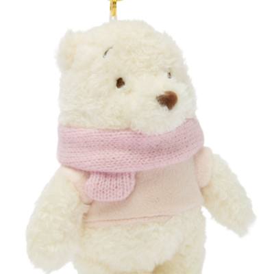 Piccolo peluche portachiavi Winnie the Pooh innevato Disney Store Japan, 14 cm