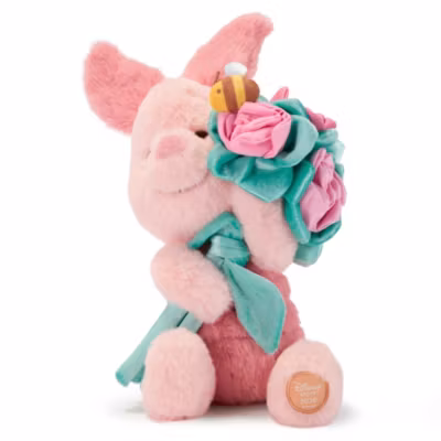 Peluche Porcinet avec fleurs de taille moyenne, Winnie l'Ourson, 22&nbsp;cm