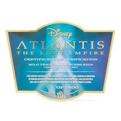 Set di bambole in Edizione Limitata di Milo Thatch e della Principessa Kida per il 25&ordm; anniversario di Atlantis - L'impero perduto, D23: The Ultimate Disney Fan Event, 29 cm