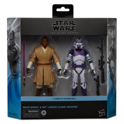Hasbro Mace Windu & 187th Legion Clone Trooper 6'' The Black Series Action Figures, Star Wars