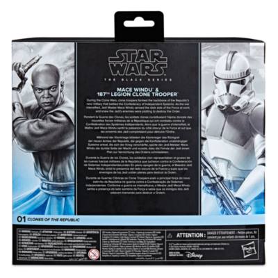Hasbro Mace Windu & 187th Legion Clone Trooper 6'' The Black Series Action Figures, Star Wars