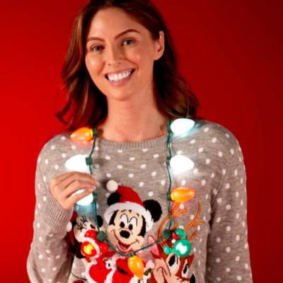 Mickey and Minnie Mouse Animated Glow Christmas Necklace