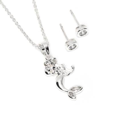 Disney Store Ariel Silver-Plated Necklace and Earrings Set