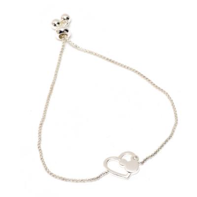Disney Store Mickey Mouse Heart Silver-Plated Slider Bracelet