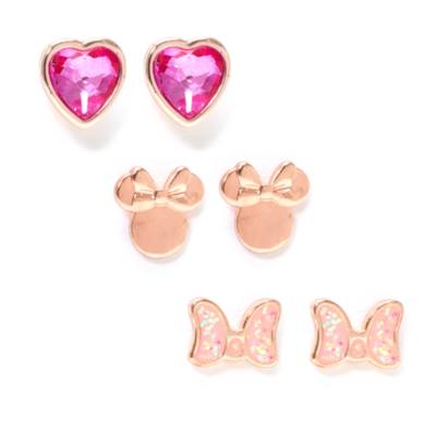 Minnie Mouse Rose Gold-Plated Stud Earrings, Set of 3