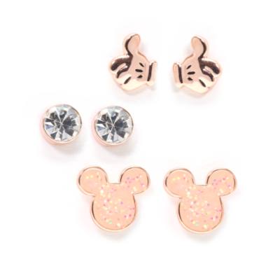 Mickey Mouse Rose Gold-Plated Stud Earrings, Set of 3