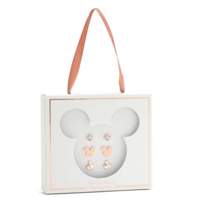 Mickey Mouse Rose Gold-Plated Stud Earrings, Set of 3