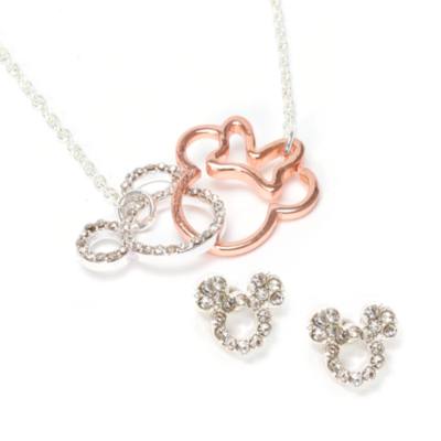 Mickey and Minnie Silver and Rose-Gold Plated Jewellery Set