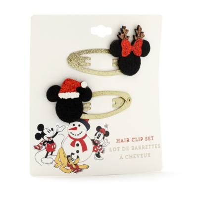 Disney Store Mickey And Minnie Holiday Cheer Hair Clips, Pack of 2