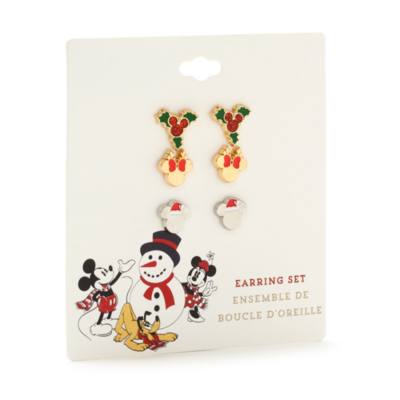 Holiday Cheer Topolino e Minni Disney Store, 3 paia di orecchini a bottone