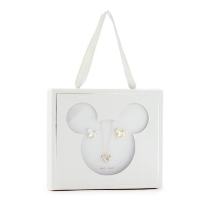 Mickey Mouse April Birthstone Necklace and Earrings Set