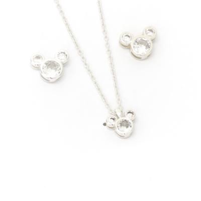 Mickey Mouse April Birthstone Necklace and Earrings Set