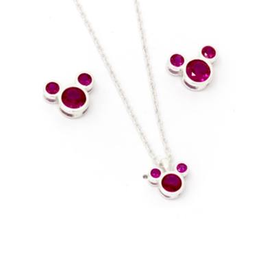 Mickey Mouse July Birthstone Necklace and Earrings Set
