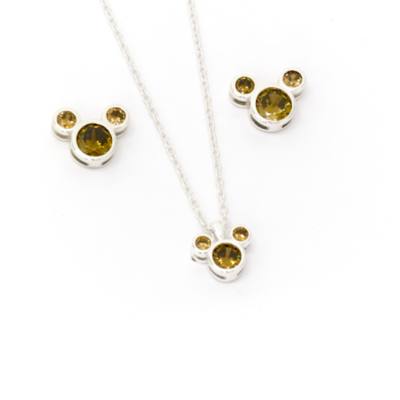 Mickey Mouse August Birthstone Necklace and Earrings Set